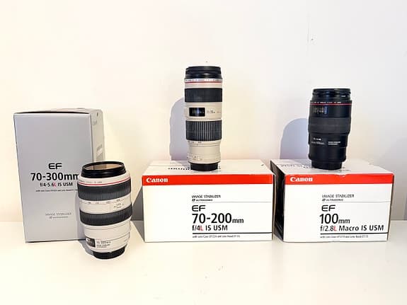 Canon EOS 5D Mark IV + 4 objektiv (3x L) – 1 ägare, komplett, toppskick