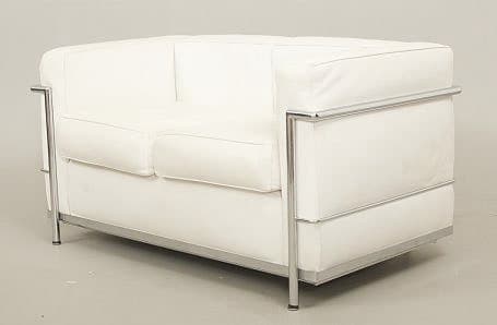 Soffa 2-sitsig vitt skinn