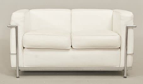 Soffa 2-sitsig vitt skinn