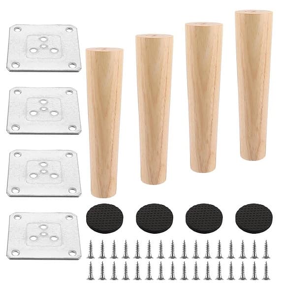 20 CM Trämöbelben i Klassisk Design (4 Stycken)