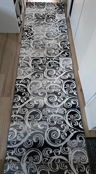 Matta "Toscana" svart grå mönstrad 80x300 cm