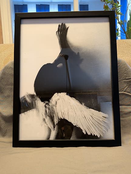 Tavla - ängel - svart ram