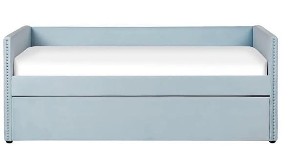 Beliani dagbädd med utdragssäng ljusblå sammet