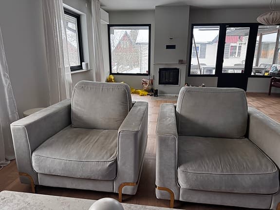 Soffgrupp 4-sits soffa och 2 fåtöljer i sammet