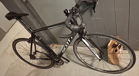 Scott aluminiumram inkl. framgaffel, sadel, styre m.m