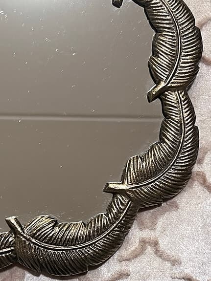 Vintage Antik spegel i mässing ”Feathers”