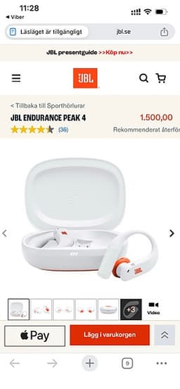 JBL Endurance Peak 4 trådlösa in-ear hörlurar vit