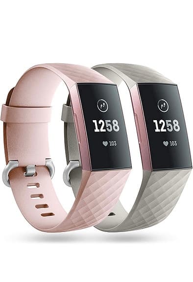 Armband till Fitbit charge 3 och 4-rosa och grå S-storlek