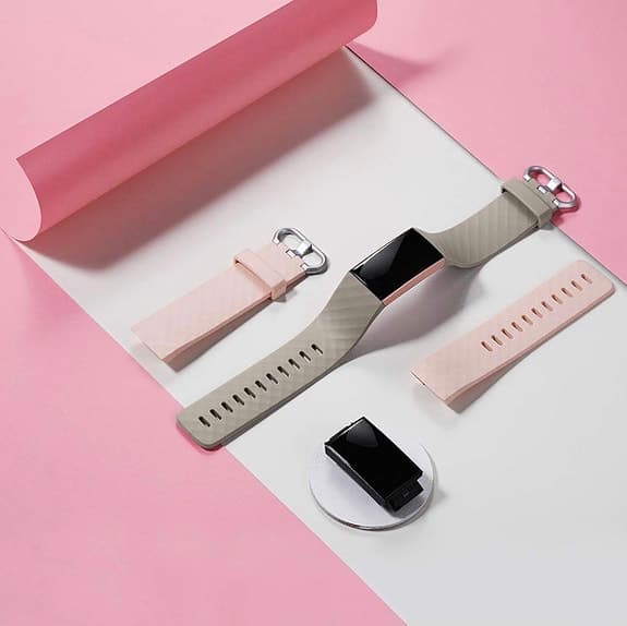 Armband till Fitbit charge 3 och 4-rosa och grå S-storlek