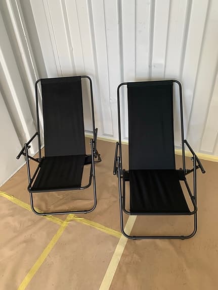 Fällbara solstolar svart metall och textil