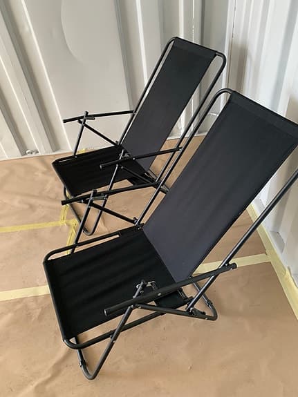 Fällbara solstolar svart metall och textil