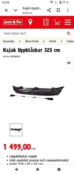 Kajak uppblåsbar "Ny" ej använd