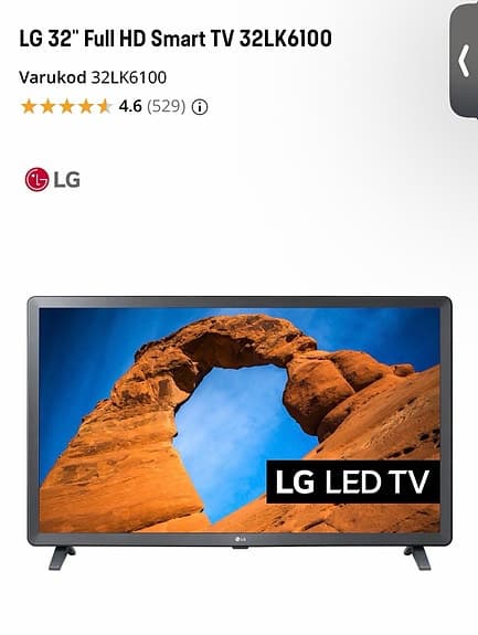 LG 32" Full HD Smart TV 32LK6100 energiklass A