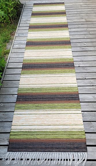 Lång Retro Plastmatta 297x67 cm – Grönt & Brunt