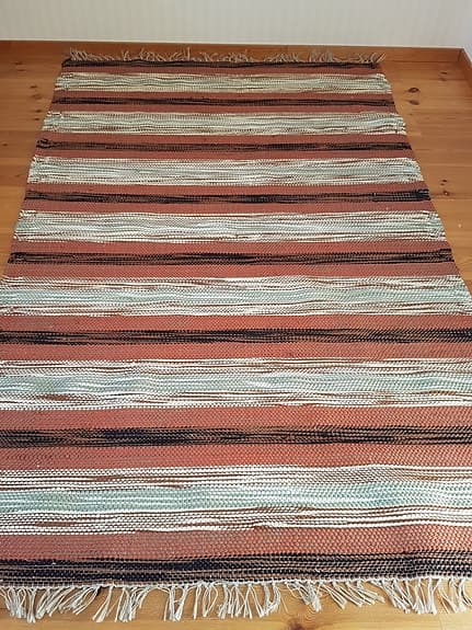 Finsk Vintage Trasmatta - Rost- och Jordtoner, 130x215 cm