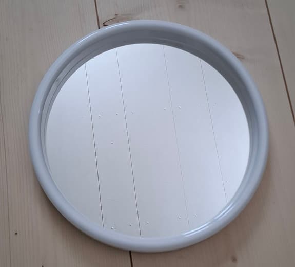 Finnmirror, spegel i vit plast, retro, 1970-tal