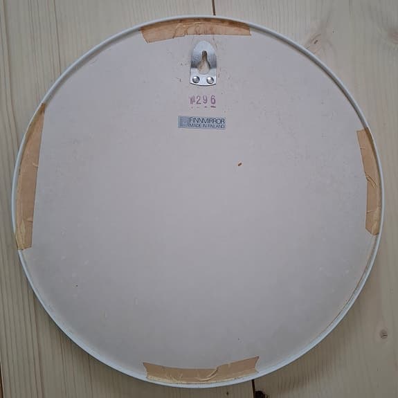Finnmirror, spegel i vit plast, retro, 1970-tal
