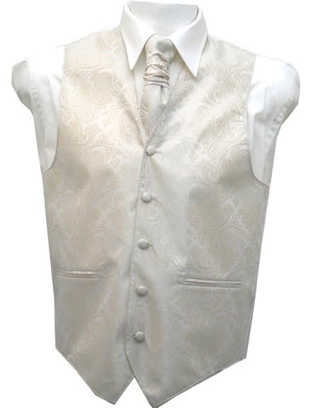Herr västset med kravatt och näsduk mönstrad ivory