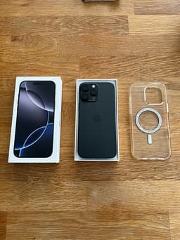 iPhone 16 PRO Max, 100% batterihälsa - skal + skärmskydd och kvitto