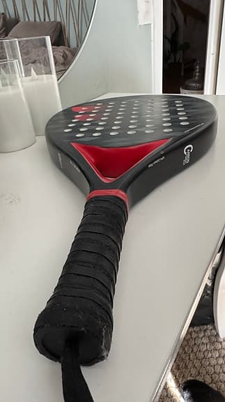 Carbon padelracket 38 mm svart/röd