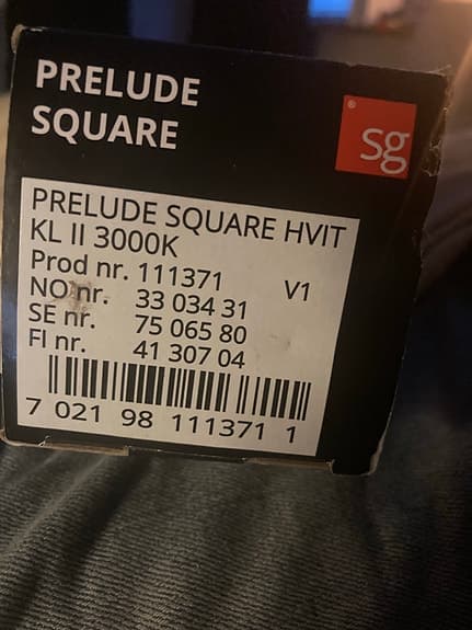 SG Prelude Square ledbelysning 3000K vit