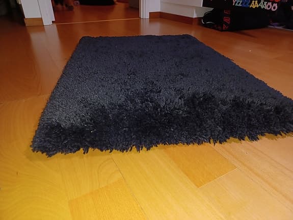 Oanvänd fluffig badrumsmatta