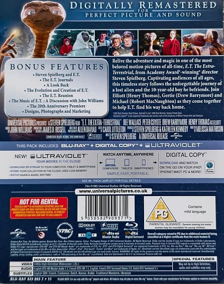 E.T: The Extra-Terrestrial Limited Edition steelbook blu-ray film
