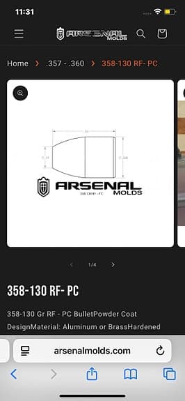 Handladdning Arsenal Molds 358-130 RF-PC kulgjutform metall