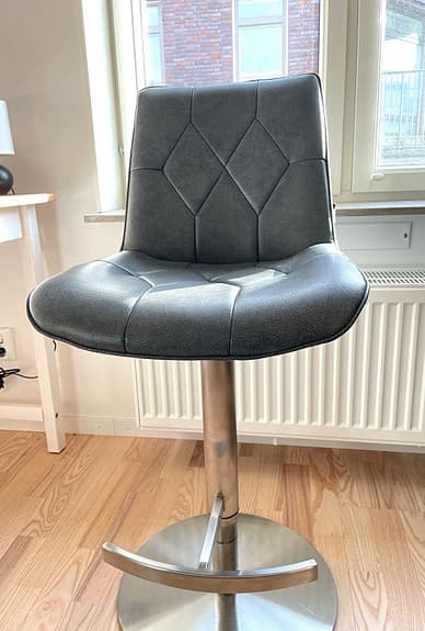 2 st Barstolar – justerbar höjd – grå – rostfritt stål