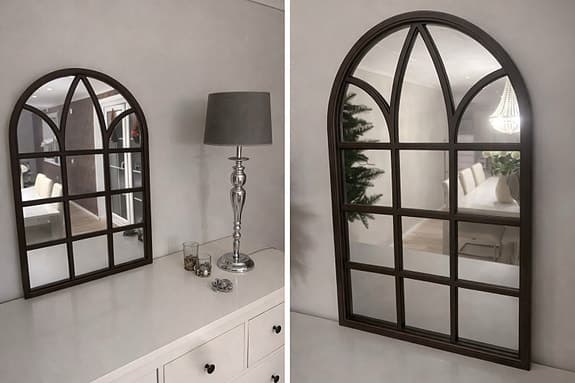 Elegant fönsterspegel – dekorativ väggspegel i fint skick