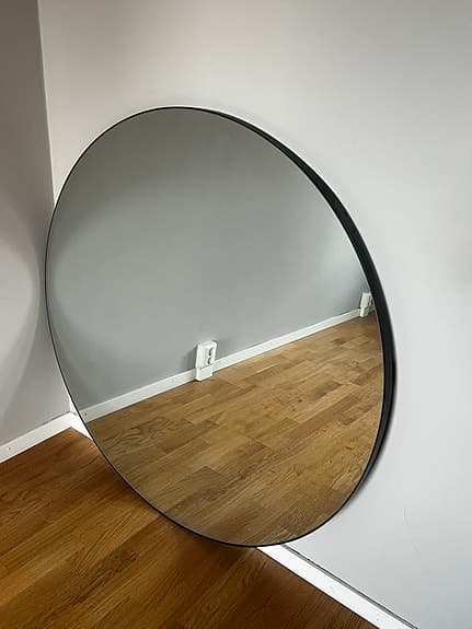Rund spegel 100 cm - svart ram - fint skick