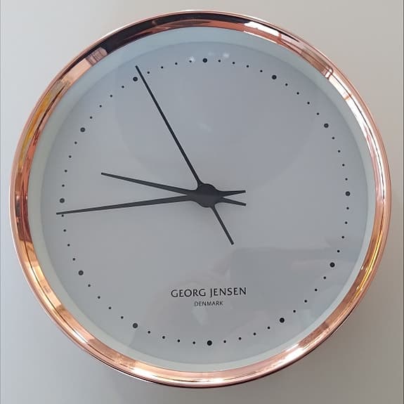 Georg Jensen Koppel väggklocka 22cm kopparplätterad