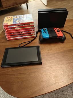 Nintendo switch med pro controller och flera spel