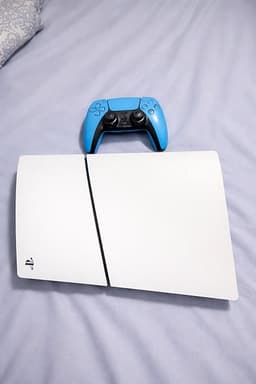 Sony PlayStation 5 spelkonsol med blå handkontroll