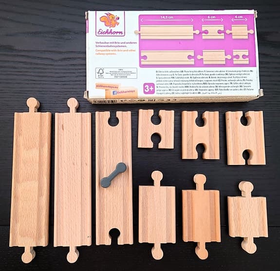 🧩🚂 10x Adapter-skenor till träjärnväg (BRIO-kompatibla) – mix 🧩🚂