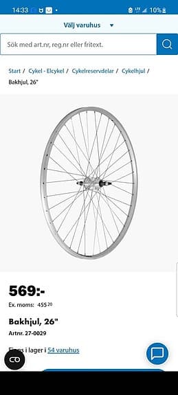 Biltema Bakhjul, 26" Artnr. 27-0029