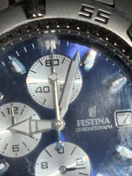 Festina chronograph armbandsur blå urtavla rostfritt stål