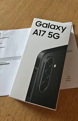 Samsung Galaxy A17 5G mobiltelefon svart obruten förpackning med kvitto