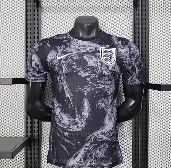 Nike England fotbollströja kortärmad svart mönstrad