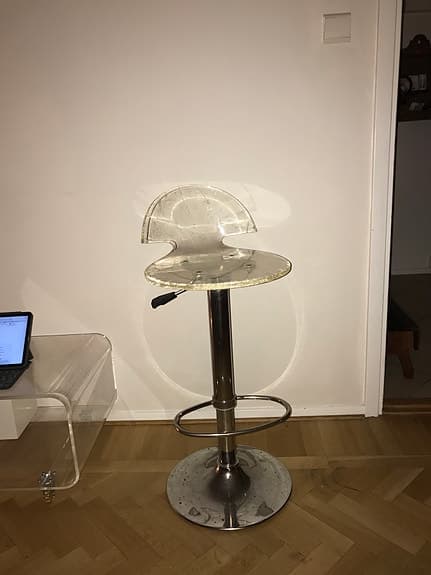 Barstol, plexiglas, transparent akryl, höj- och sänkbar