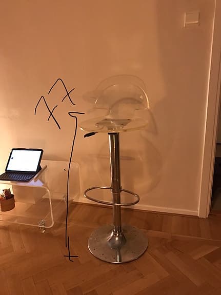 Barstol, plexiglas, transparent akryl, höj- och sänkbar