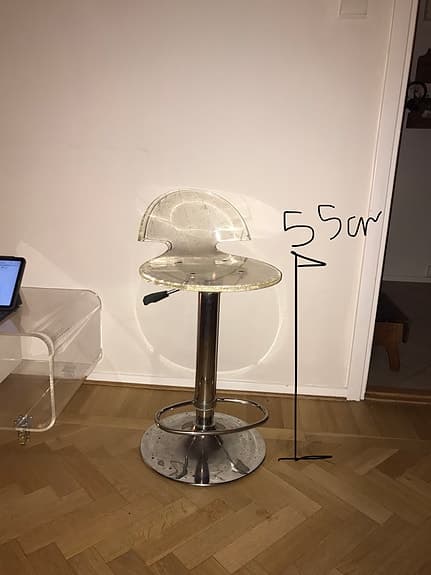 Barstol, plexiglas, transparent akryl, höj- och sänkbar