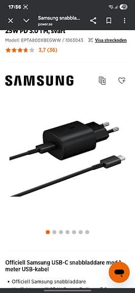Original Samsung 25 Watts PD Supersnabbladdare med kabel