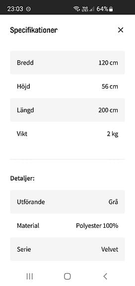 Mio sängkappa 200 cm grå