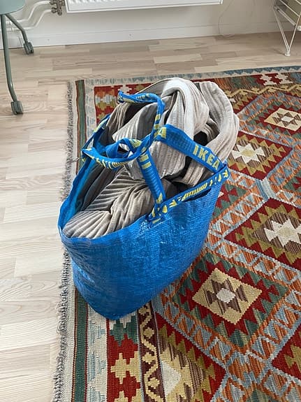 Beige klädsel till IKEA jättebo-soffa