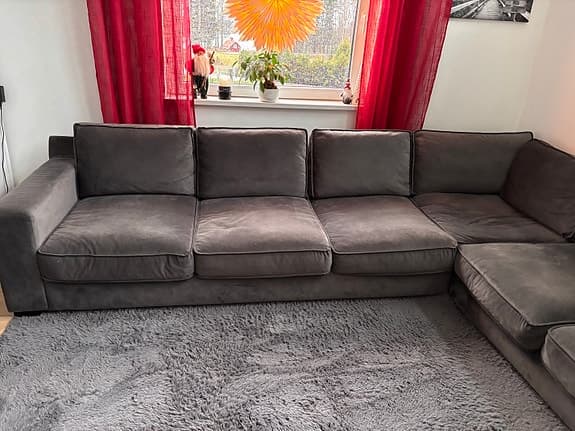 EM Home Hörnsoffa Savoy,  Grå, 3h2, B 324 cm D 255/98 cm