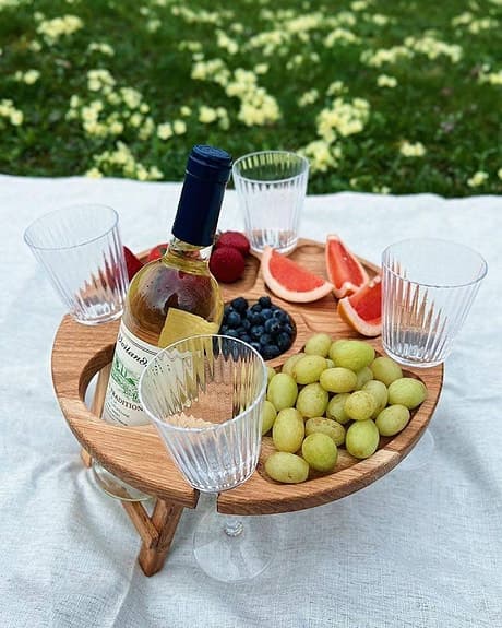 Picknickbord trä rund hopfällbart