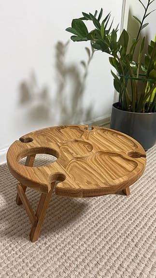 Picknickbord trä rund hopfällbart