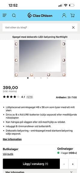 Clas ohlson Spegel