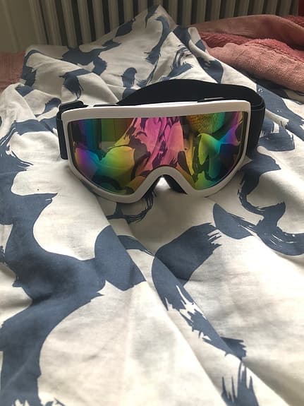 Skidglasögon vit ram spegellins